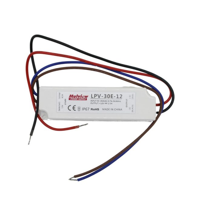 Vízálló LED -fémházas- tápegység 12V 2.5A 30W IP67, Mulview (LPV-30E-12)