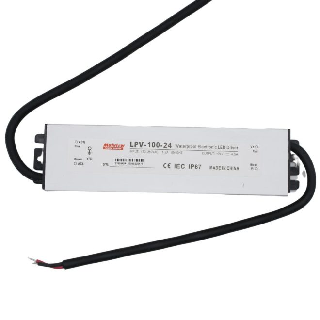 Vízálló LED -fémházas- tápegység 24V 4.5A 108W IP67, Mulview (LPV-100-24)