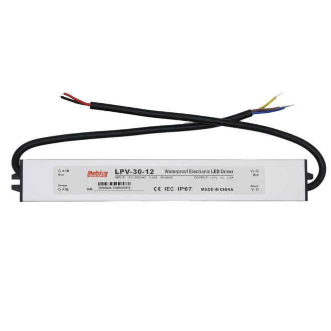 Vízálló LED -fémházas- tápegység 12V 2,5A 30W IP67, Mulview (LPV-30-12)
