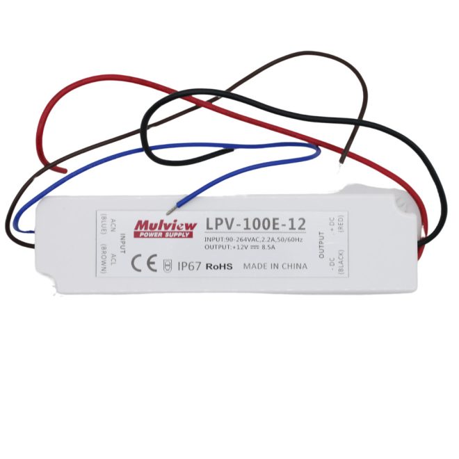 Vízálló LED -fémházas- tápegység 12V 8.5A 102W IP67, Mulview (LPV-100E-12)