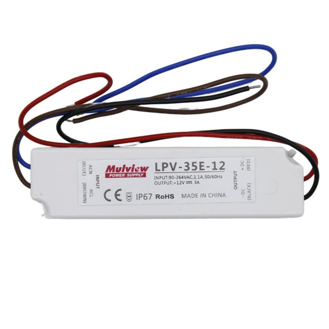 Vízálló LED -fémházas- tápegység 12V 3A 36W IP67, Mulview (LPV-35E-12)