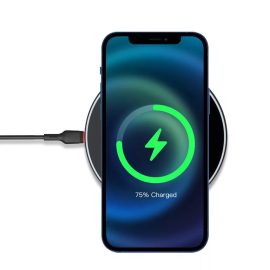   Indukciós 15W vezeték nélküli töltő, USB-C kábellel, fekete