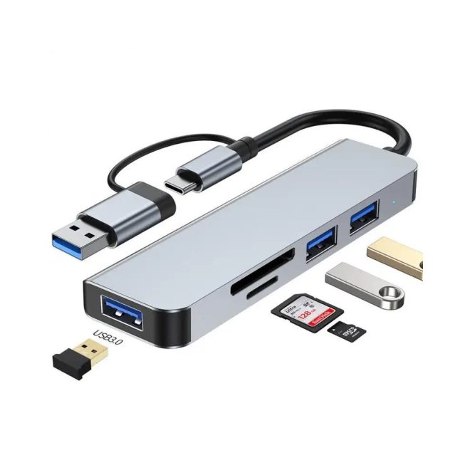 USB 3.0/Type-C HUB a következőkre: 3xUSB 3.0, SD/microSD kártya (BH1469)