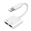 Lightning Elosztó, Splitter, 2x Lightning bemenettel, fejhallgatóhoz és töltőhöz is egyszerre, fehér (Joyroom S-Y104) 
