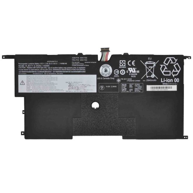 Lenovo ThinkPad X1 Carbon Gen 2 Laptop akkumulátor, új, gyárival megegyező minőségű helyettesítő, 4 cellás (3040mAh)