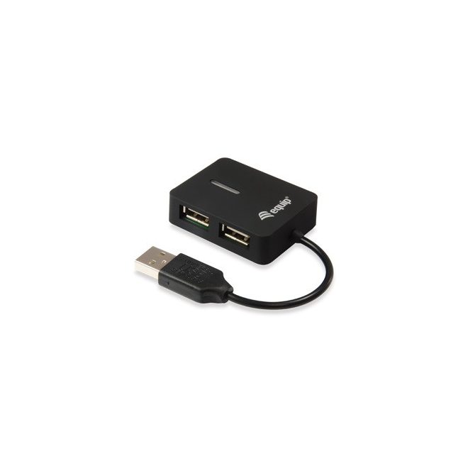 USB Hub 4 Portos elosztó, USB 2.0, fekete (Equip-Life - 128952)