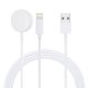 Apple iPhone-hoz és Apple Watch-hoz USB 2in1 Lightning + vezeték nélküli mágneses indukciós töltő, 1m kábel, fehér