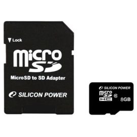   Silicon Power 8GB UHS-I MicroSDHC kártya + adapter (SP008GBSTH010V10SP)
