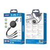 3 az 1-ben 1,2m Telefon Töltő Kábel 3,1A Fekete, USB to USB-C MicroUSB Lightning