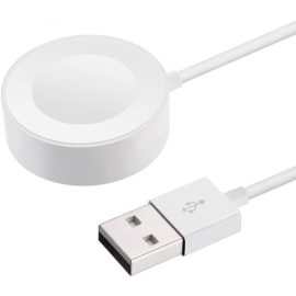   Apple Watch-hoz Töltő, USB 1m kábellel, Mágneses Indukciós, Műanyag, Fehér
