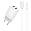 Apple iPhone-hoz 12W Telefon Gyorstöltő 2 x USB + Lightning Kábel