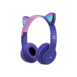   Bluetooth vezeték nélküli fülhallgató macskafüllel, Cat Ears lila