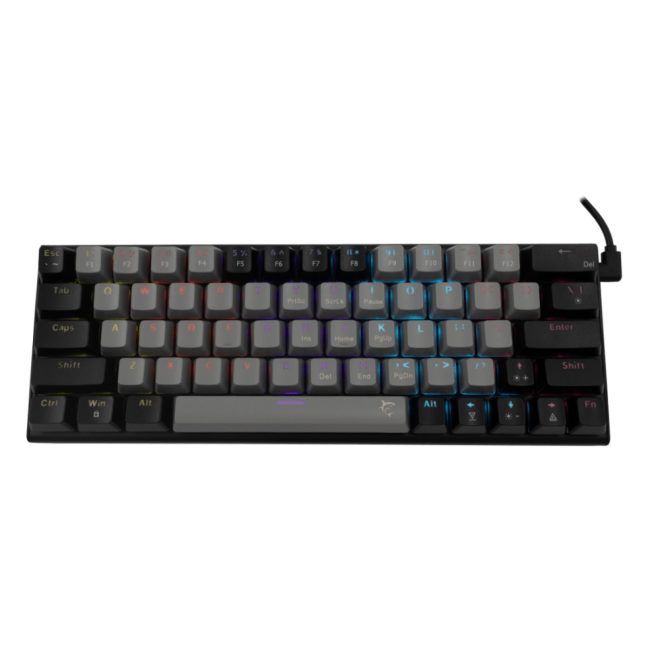 White Shark WAKIZASHI szürke/fekete angol kiosztású mechanikus gamer billentyűzet, kék kapcsolók (GK-002721V2-G-B/BL-US)