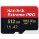 SanDisk MicroSD kártya - 512GB microSDXC Extreme Class 10 U3 V30 + Adapter