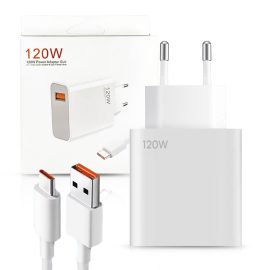   XIAOMI 120W Helyettesítő Gyorstöltő + Kábel USB to USB-C (Type-C) 1 méter, Fehér (MDY-13-EE)