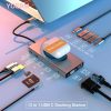 Multifunkciós 13 portos USB-C HUB, átalakító vezeték nélküli töltővel, HDMI, VGA, 2xUSB-C, SD/microSD kártya olvasó, 3,5mm audio csatlakozó RJ-45 (Internet), 3db USB 3.0 portokkal