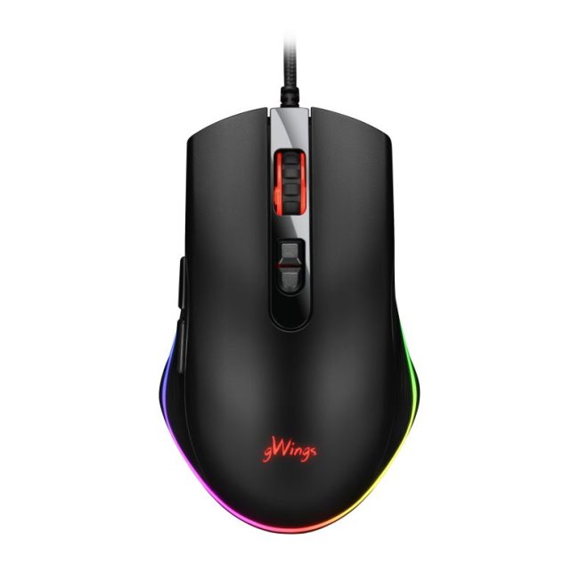 gWings Spider 9x13m Gaming, Gamer Egér 7.200 DPI, fekete (GW9X13M)