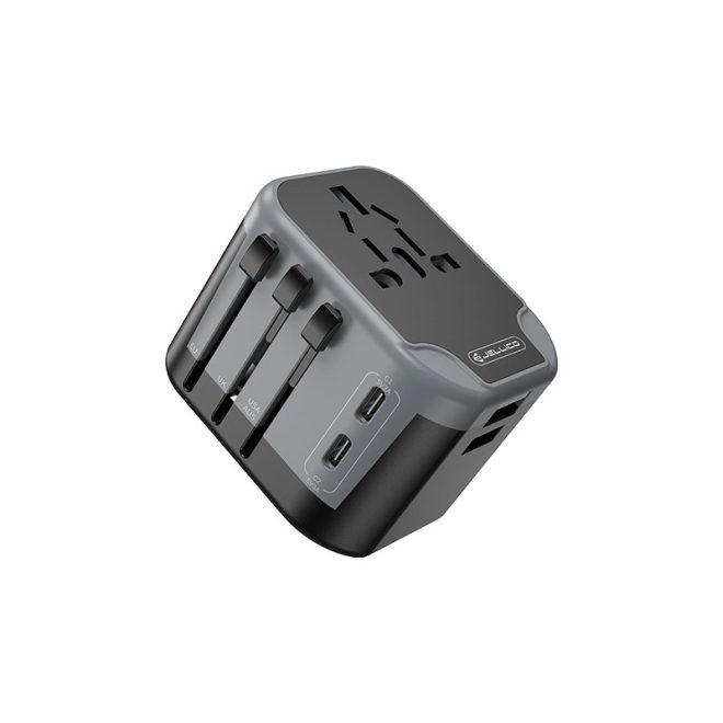 JELLICO Univerzális Utazó Adapter, Konnektor Átalakító US/AUS-UK-EU + 2xUSB és 2xUSB-C Töltő aljzat (S3)
