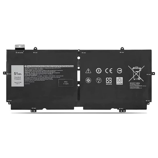 Dell XPS 13 7390 2-in-1 helyettesítő új 4 cellás 51Wh 6700mAh akkumulátor (52TWH, NN6M8)