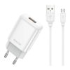 Univerzális 12W-os Gyors Telefon és Tablet Hálózati Töltő, 1m USB - Micro USB kábellel (Jellico - EU01)