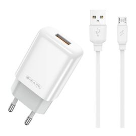   Univerzális 12W-os Gyors Telefon és Tablet Hálózati Töltő, 1m USB - Micro USB kábellel (Jellico - EU01)