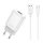 Univerzális 12W Gyors Töltő (5V 2,4A) USB Telefon és Tablet Töltő, Adapter, Fehér, USB-C kábellel (EU01)