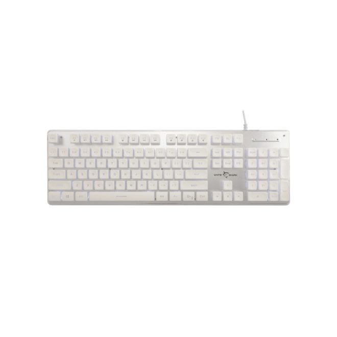 White Shark TACHI fehér gamer billentyűzet, ice blue háttérvilágítás, angol kiosztású (GK-003241W-US)