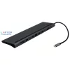 USB-C HUB 12 portos dokkoló HDMI, VGA, USB-C, SD/microSD kártya olvasó, RJ-45 (Internet), 3,5mm audio, 4db USB portokkal