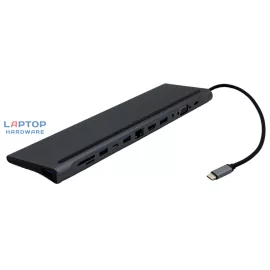   USB-C HUB 12 portos dokkoló HDMI, VGA, USB-C, SD/microSD kártya olvasó, RJ-45 (Internet), 3,5mm audio, 4db USB portokkal