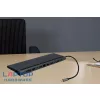 USB-C HUB 12 portos dokkoló HDMI, VGA, USB-C, SD/microSD kártya olvasó, RJ-45 (Internet), 3,5mm audio, 4db USB portokkal