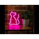 Cica mintás LED neon lámpa, falra akasztható világítás,USB csatlakozóval, rózsaszín