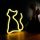 Cica mintás LED neon lámpa, falra akasztható világítás,USB csatlakozóval, sárga