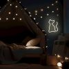 Cica mintás LED neon lámpa, falra akasztható világítás,USB csatlakozóval, sárga
