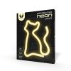 Cica mintás LED neon lámpa, falra akasztható világítás,USB csatlakozóval, sárga