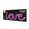 Love feliratos LED neon lámpa, falra akasztható világítás, USB csatlakozóval, rózsaszín
