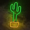 Kaktusz mintás LED neon lámpa,falra akasztható világítás, USB csatlakozóval, narancssárga és zöld