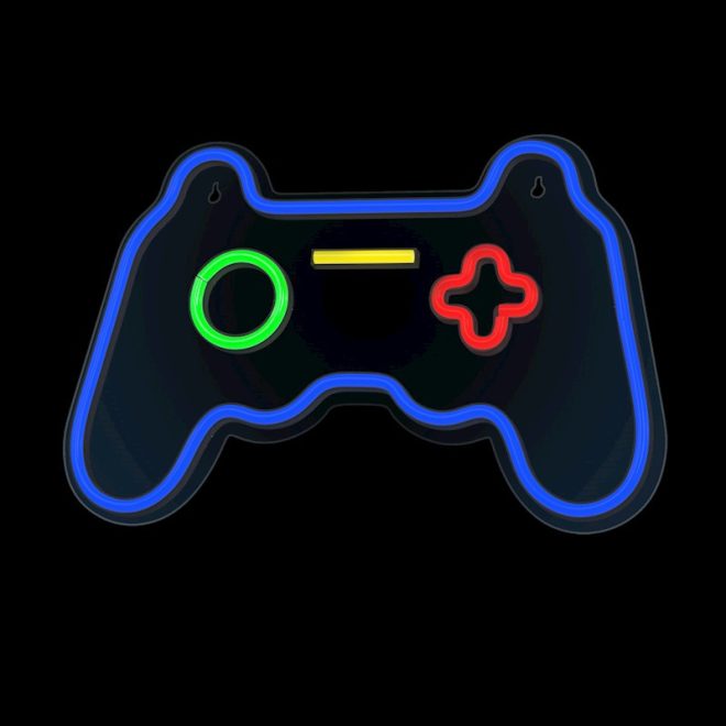 Gamepad mintás LED neon lámpa, falra akasztható világítás, USB csatlakozóval