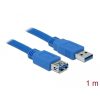 Delock USB 3.0-s hosszabbító A-típusú csatlakozódugóval > USB 3.0-s, A-típusú csatlakozóhüvellyel, 1 m, kék