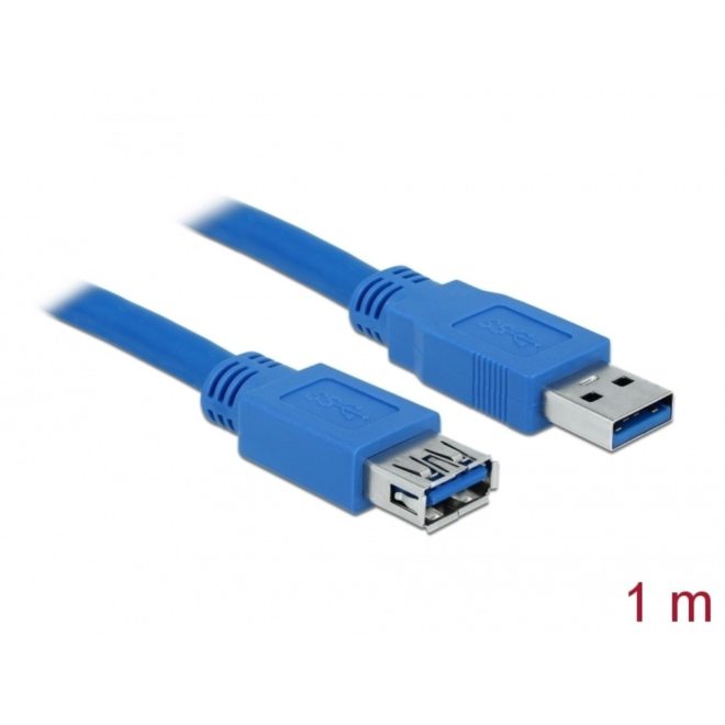 Delock USB 3.0-s hosszabbító A-típusú csatlakozódugóval > USB 3.0-s, A-típusú csatlakozóhüvellyel, 1 m, kék