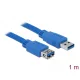 Delock USB 3.0-s hosszabbító A-típusú csatlakozódugóval > USB 3.0-s, A-típusú csatlakozóhüvellyel, 1 m, kék