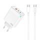 Samsung Galaxy-hoz 65W GaN Telefon és Tablet Gyorstöltő 3 USB portos, 2xUSB-C (Type-C) és 1xUSB + 1m USB-C to USB-C Kábel
