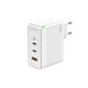 100W GaN Hálózati Telefon, Tablet, Kamera és Fényképezőgép Gyors Töltő, 2db USB-C, és 1db USB-A aljzattal, fehér