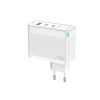 100W GaN Hálózati Telefon, Tablet, Kamera és Fényképezőgép Gyors Töltő, 2db USB-C, és 1db USB-A aljzattal, fehér