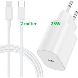   Apple iPhone-hoz, iPad-hez 25W Gyors Töltő + 2m Lightning to USB-C Kábel