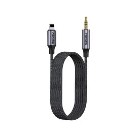   Lightning to 3,5mm Audio Jack összekötő kábel, 1m cipőfűző mintás fekete