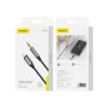 Lightning - 3,5mm audio jack összekötő kábel 1m, cipőfűző mintás fekete design - tiszta hangátvitel, tartós kialakítás, kompatibilis iPhone és iPad készülékekkel (FONENG — BM31)