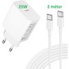 Apple iPhone 15, 16-hoz, Ipad M1, M2-höz 25W USB-C Gyors Töltő + 2m USB-C to USB-C Kábel