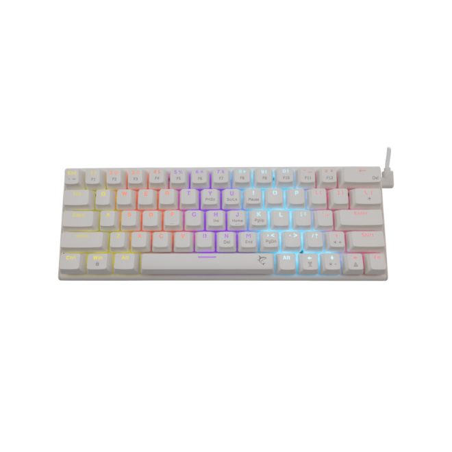 White Shark WAKIZASHI fehér angol kiosztású mechanikus gamer billentyűzet, piros kapcsolók (GK-002211-W/R-US)