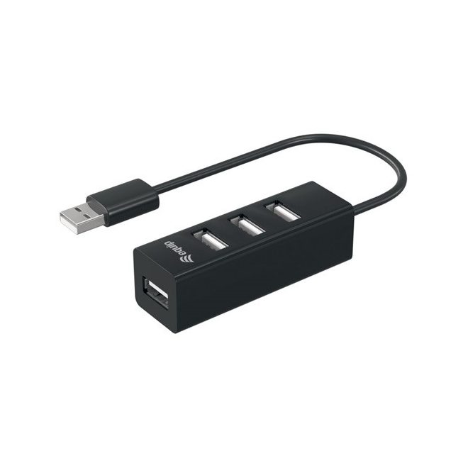 USB Hub 4 Portos elosztó, USB 2.0, fekete (Equip-Life - 128955)