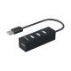 USB Hub 4 Portos elosztó, USB 2.0, fekete (Equip-Life - 128955)